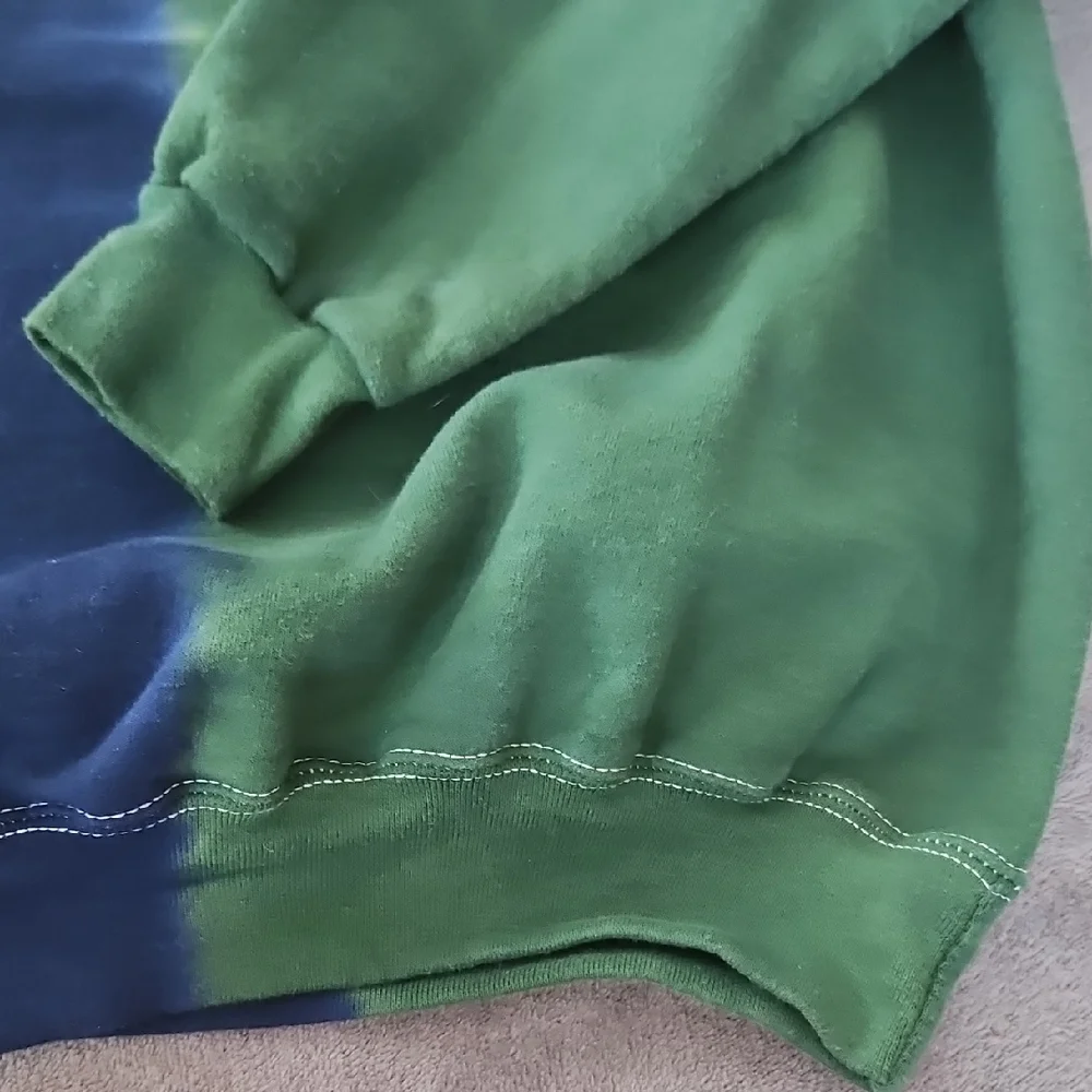 Hanes House Divided Men's Crewneck Sweater - Blue and Green - Picture 6 of 9